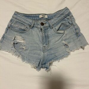 Forever 21 Light Blue Ripped Denim Shorts